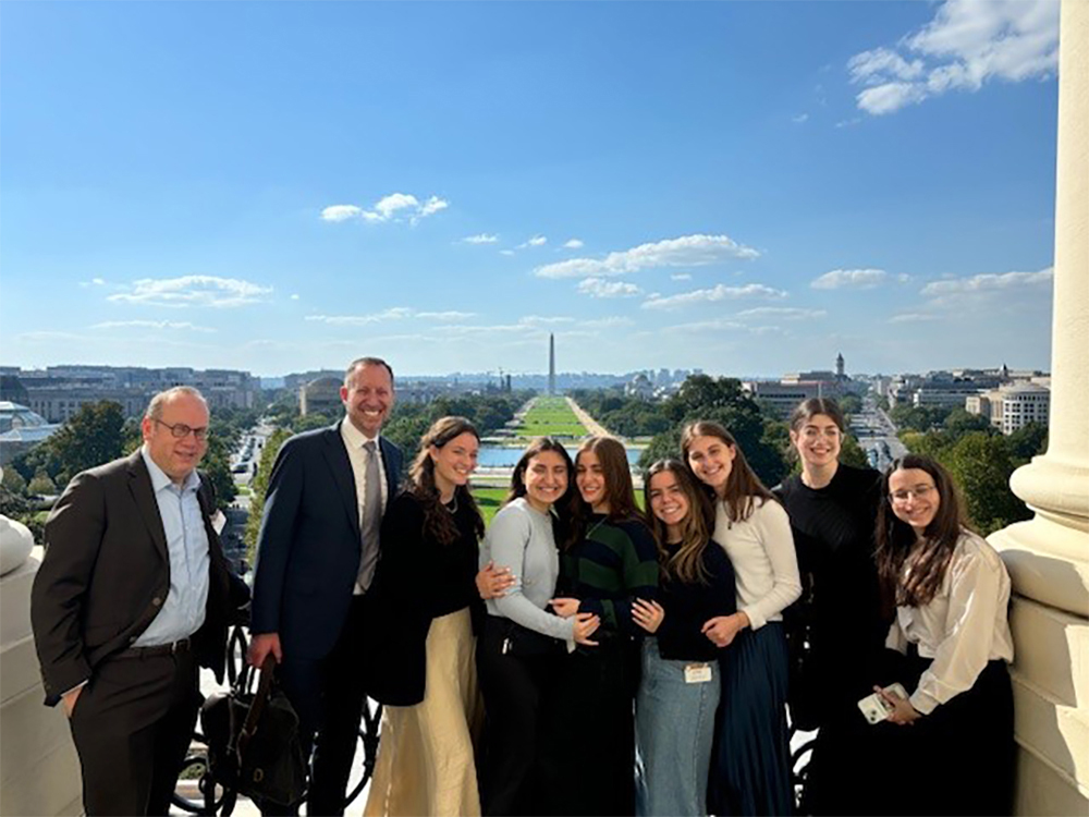 Lander College for Women (LCW) students on the Speaker's Balcony at the Capitol building in Washington DC