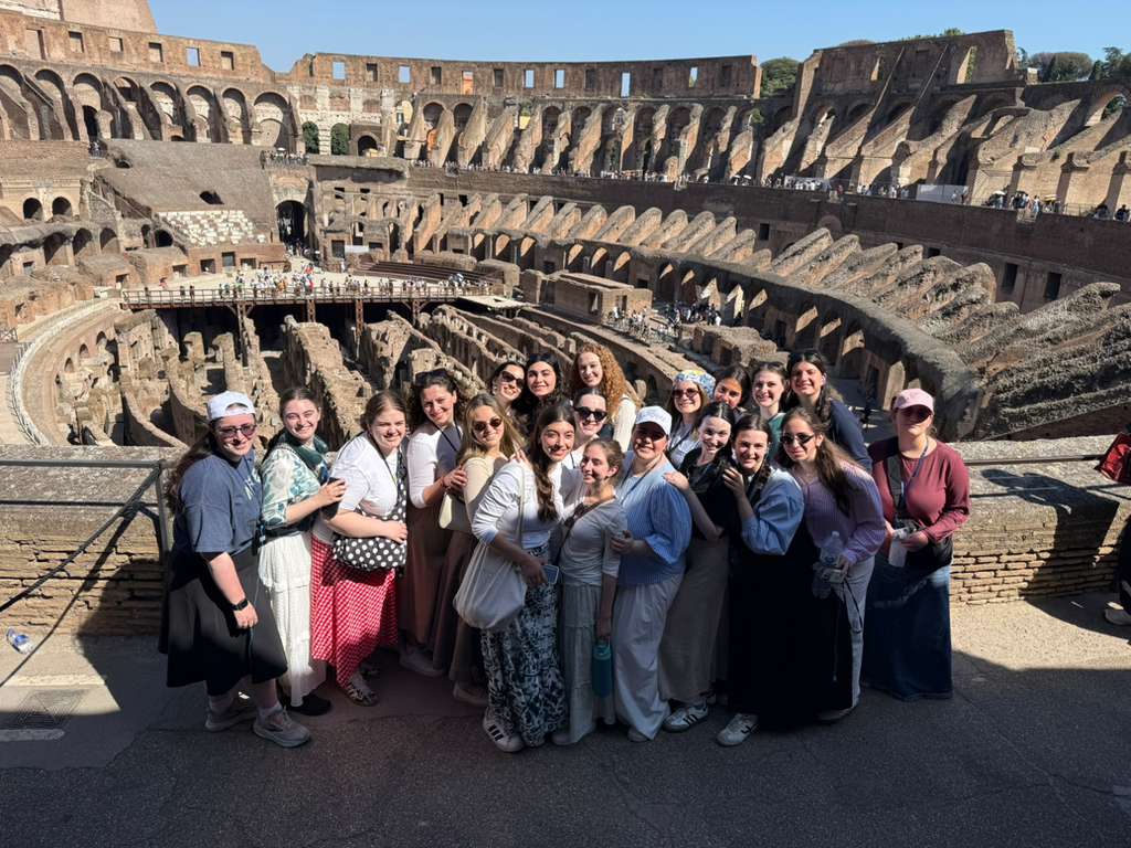 Lander College for Women students in front of the Colosseum in Rome, Italy.
